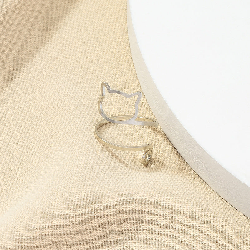 Lucky Cat Charm Ring: Trendy Korean Style Finger Jewelry