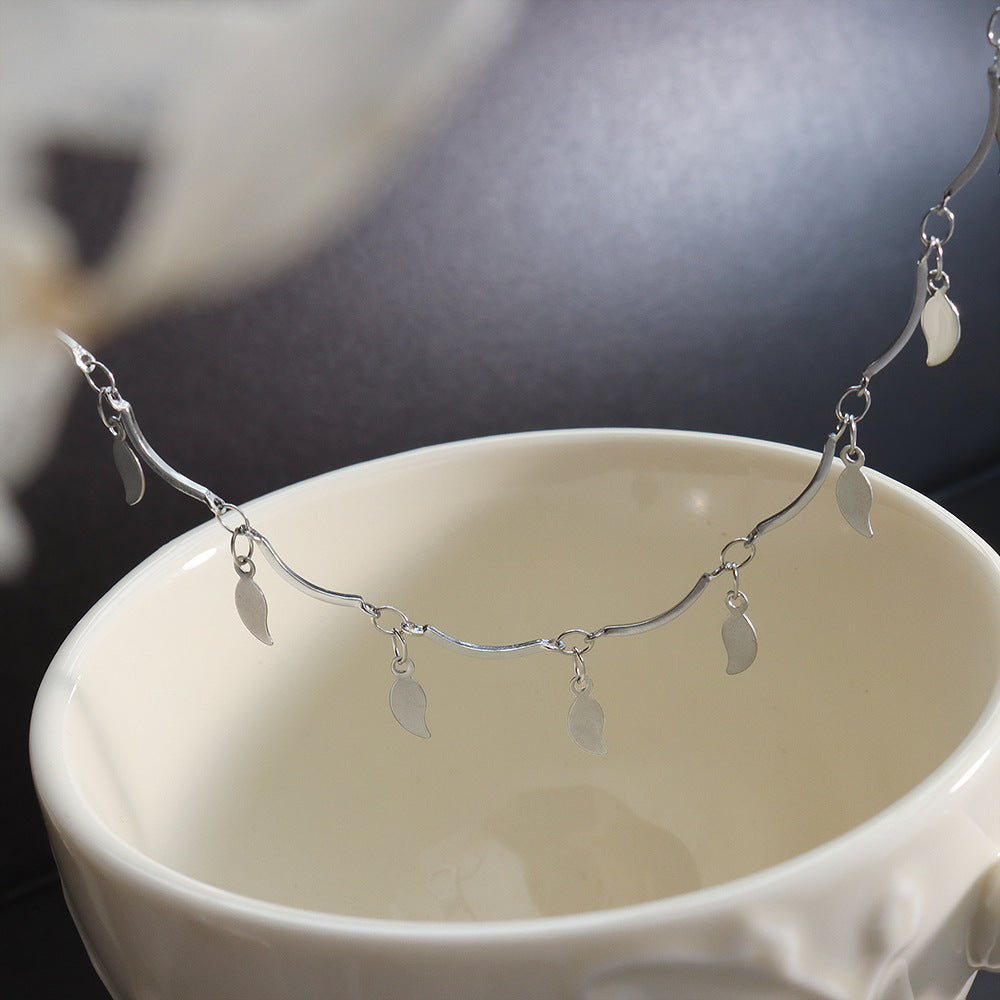 Small Fragrant Korean Style Geometric Chain Necklace - Titanium Steel Jewelry