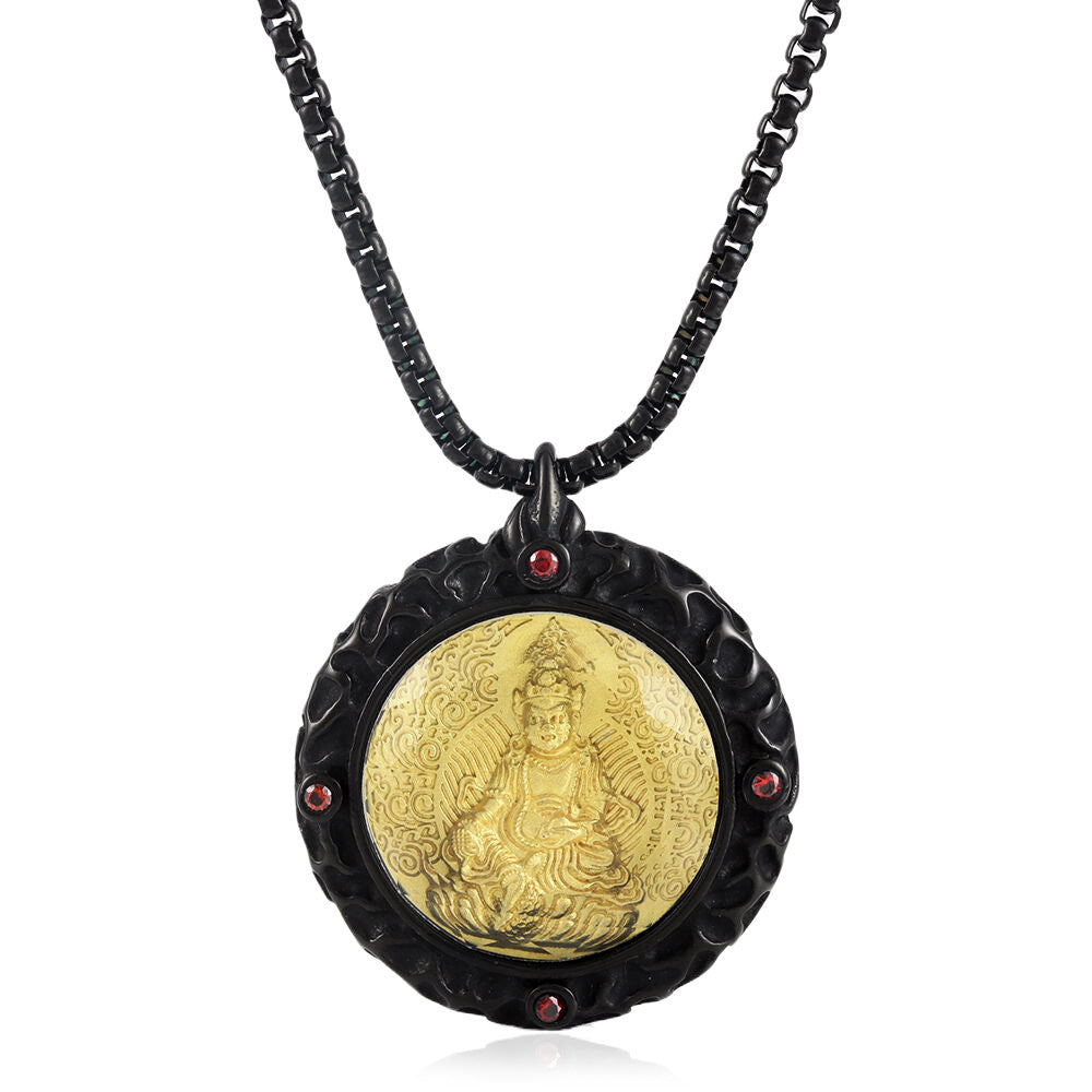 European And American Titanium Steel Buddha Pendant Necklace