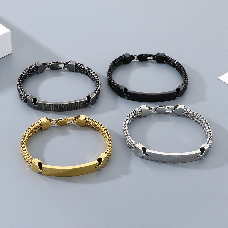 Style Titanium Steel Front & Back Chain Bracelet – Stainless Steel Curved Bar