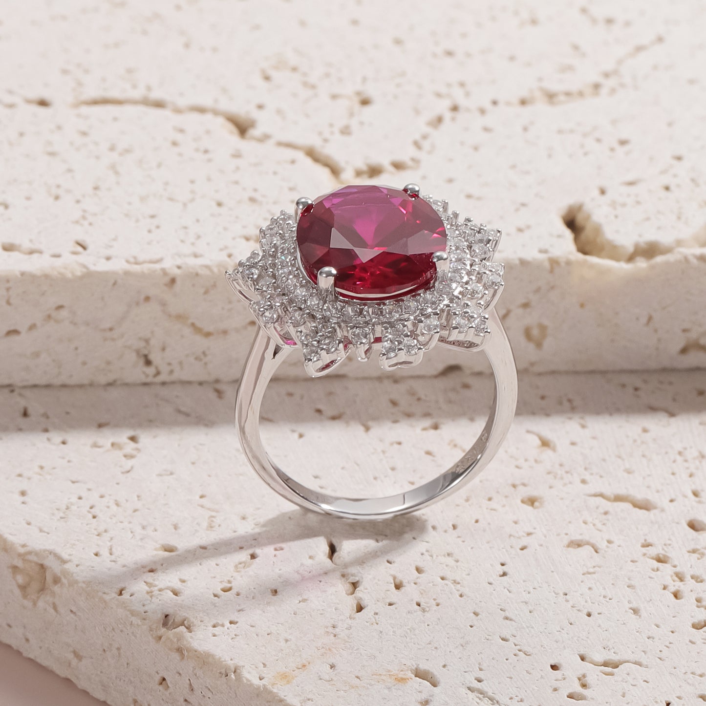Classic Luxury 6.7 Carat Colored Treasure Ring S925 Silver Lab Grown Ruby