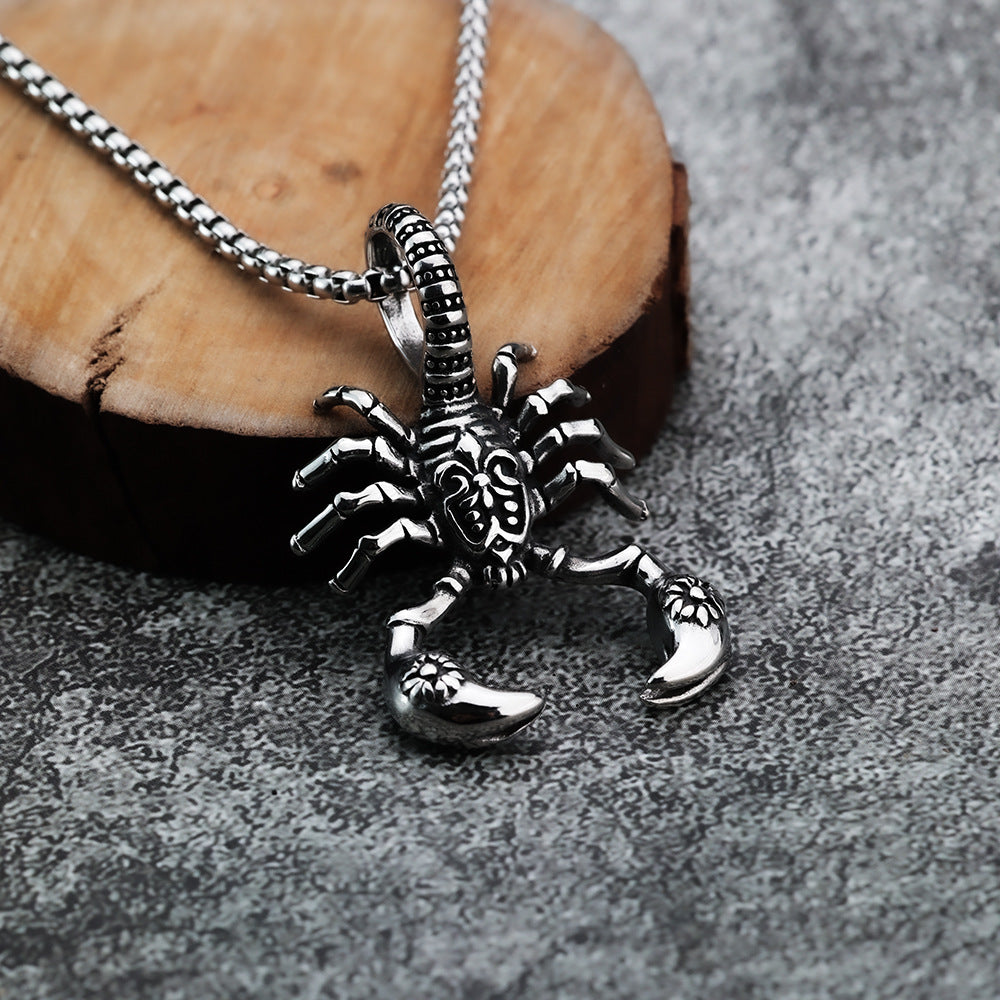Vintage Scorpion Stainless Steel Men's Pendant Necklace