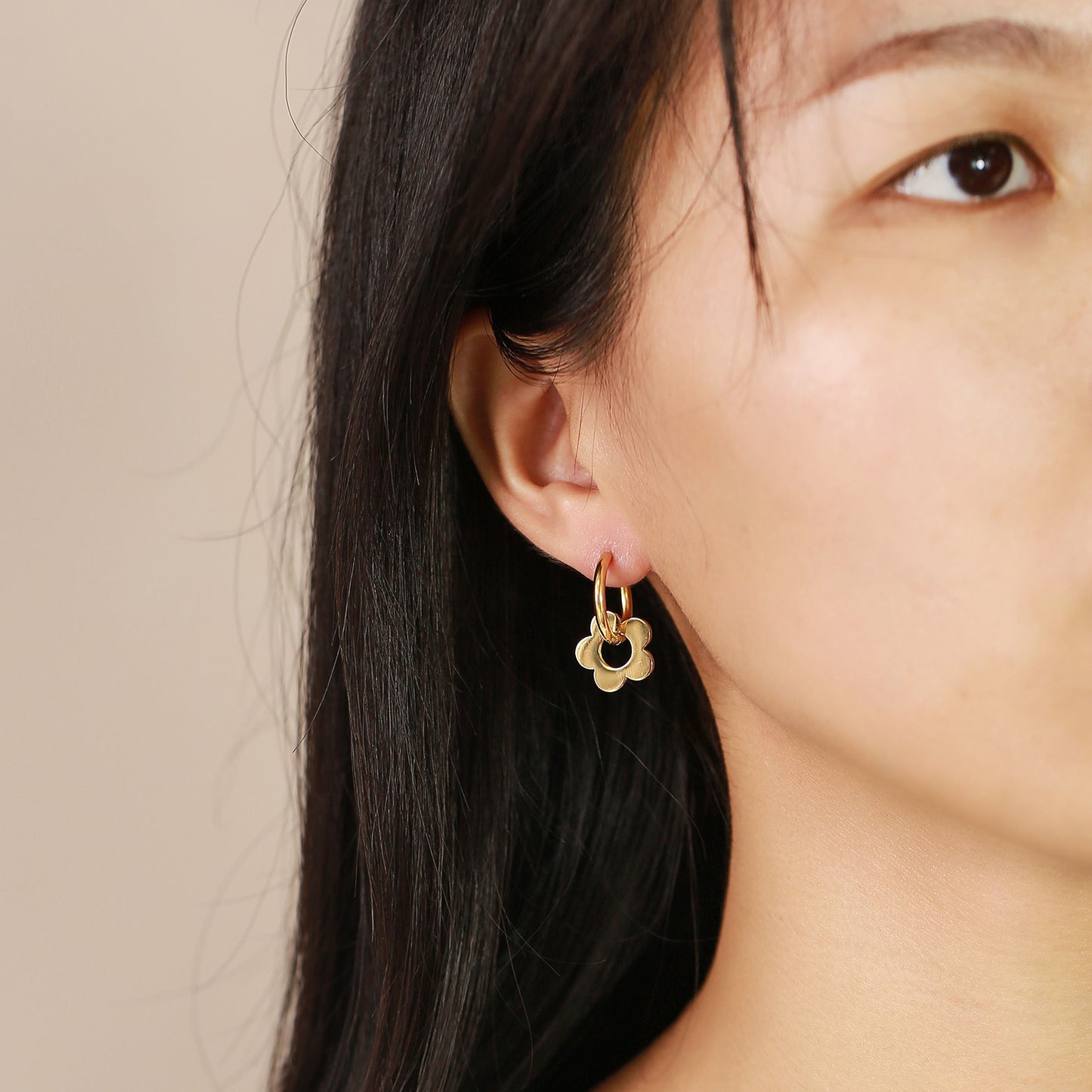 Stainless Steel Small Flower Earrings Gold Women's Jewelry