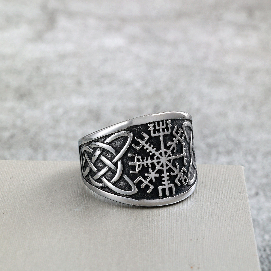 Vintage Viking Compass Stainless Steel Men's Ring