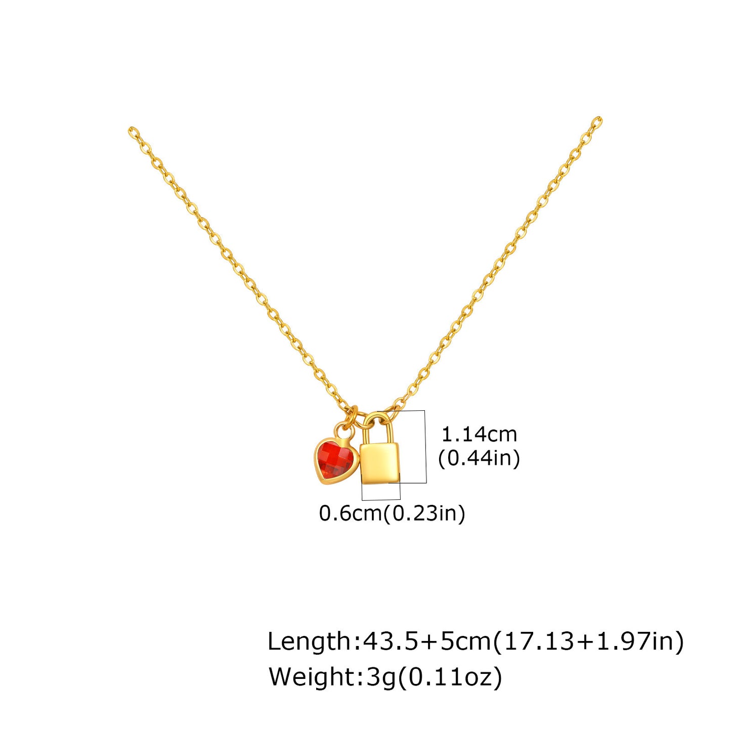Wind Ladies Birthday Gift Stainless Steel Gold Lock Peach Heart Twelfth Necklace