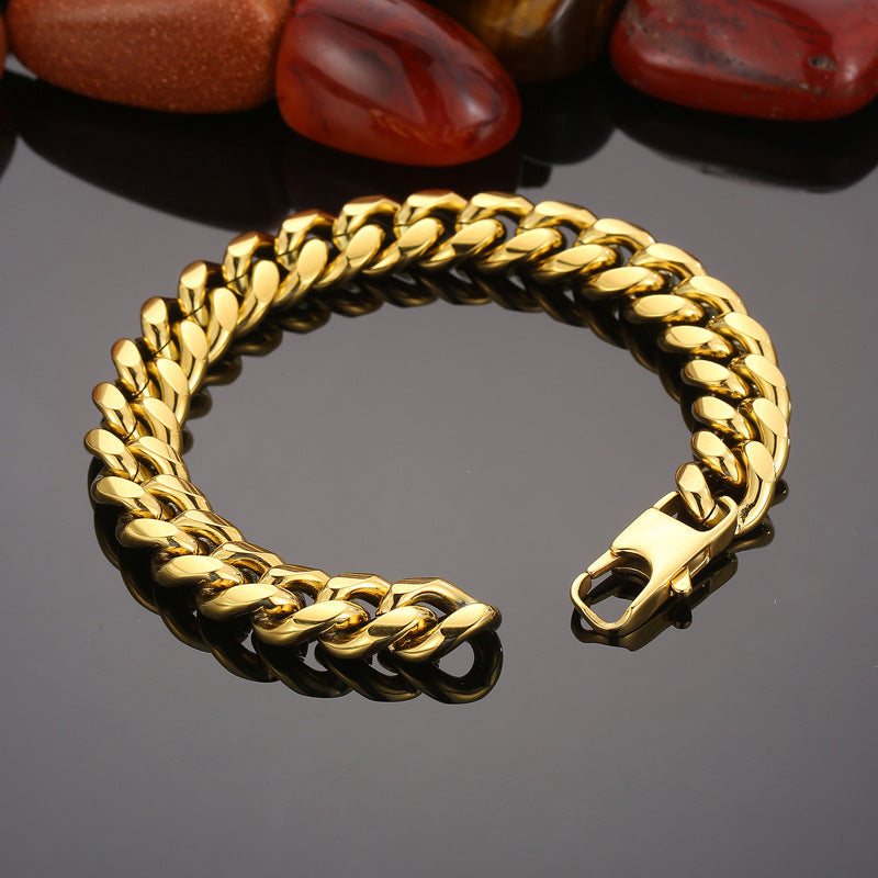 Elegant Multi-Color Double-Sided Polished Titanium Steel Men's Bracelet for Modern Style