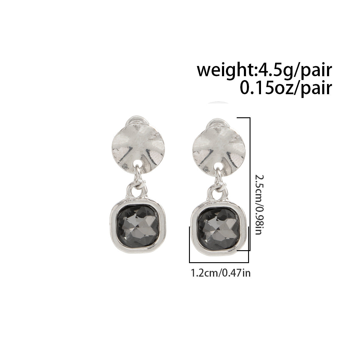 Planderful Vienna Verve Square Gemstone Fringed Stud Earrings For Women Retro European Style Statement Jewelry