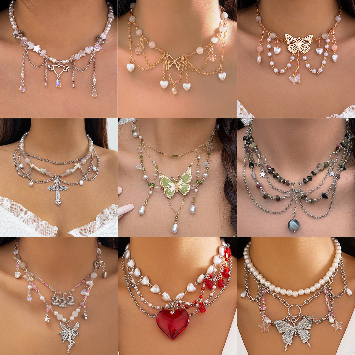 Dopamine Necklace with Butterfly Choker and Pearl Detail - Vienna Verve Collection, Alloy Material, Approx. TBA Gram Weight Each