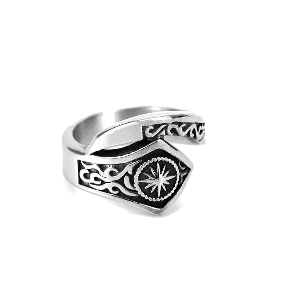 European and American Vintage Jewelry Stainless Steel Men's Ring
