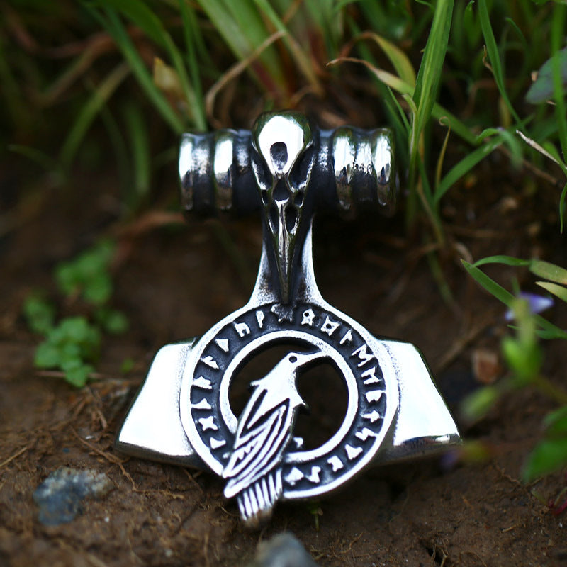 Norse Crow Pendant in Titanium Steel - Personalized Men's Accessory