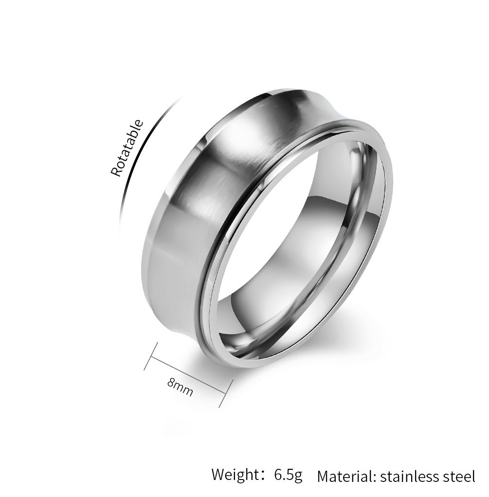 Planderful Titanium Steel Swivel Ring For Men Concave Arc Design Anxiety Relief Jewelry Street Hipster Style