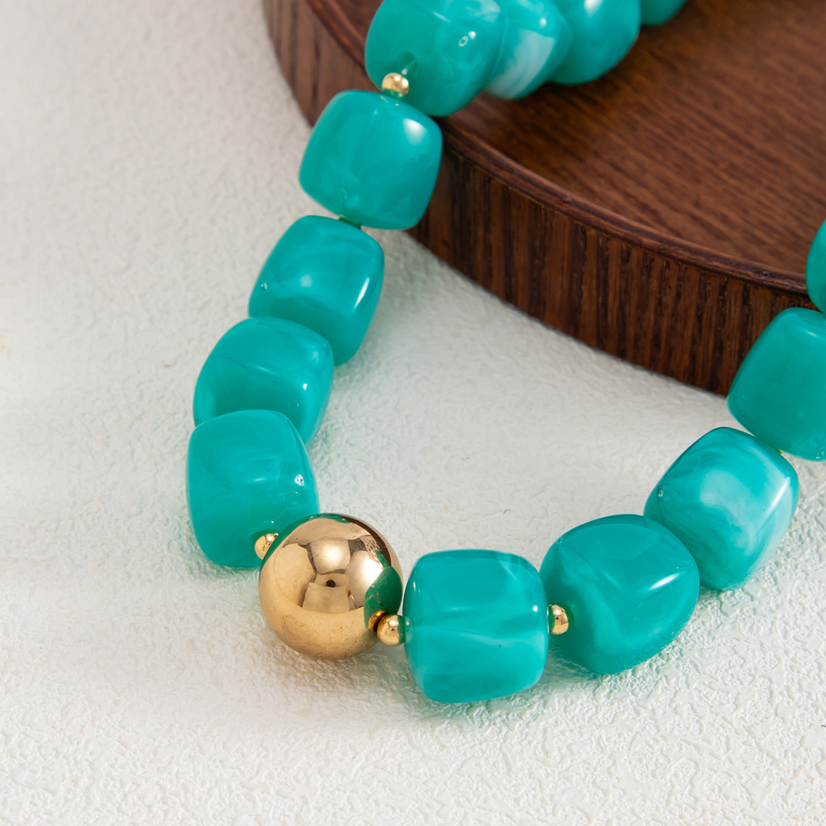 Design Color Resin Beaded Necklace Holiday Style Smudged Multi-Color Collarbone Necklace