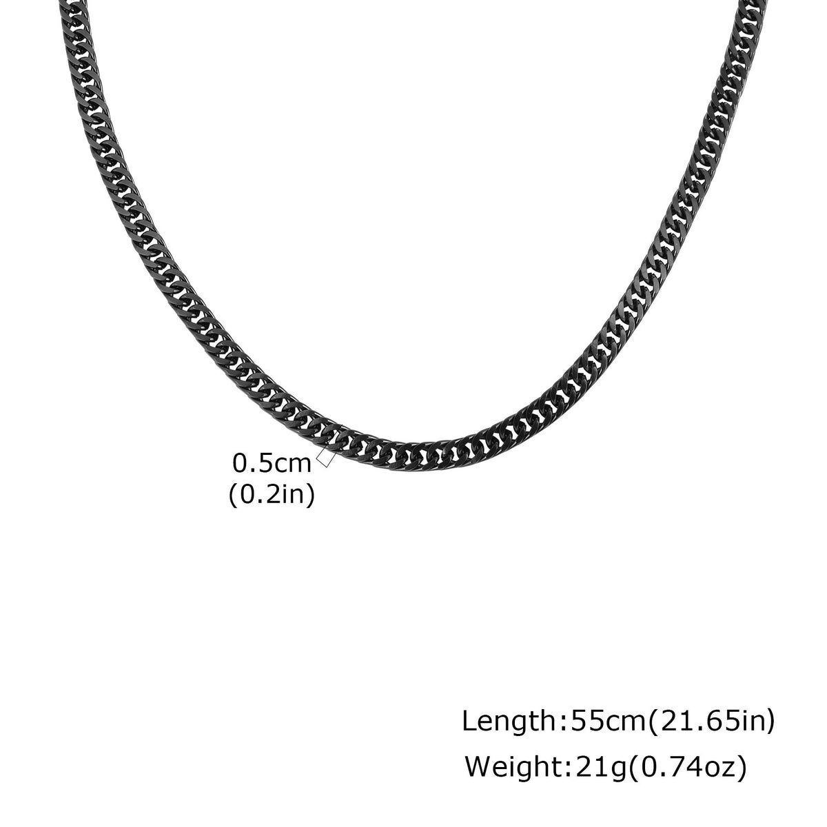 Unisex Stainless Steel Encrypted Four-Sided Grinding Chain Necklace Gold