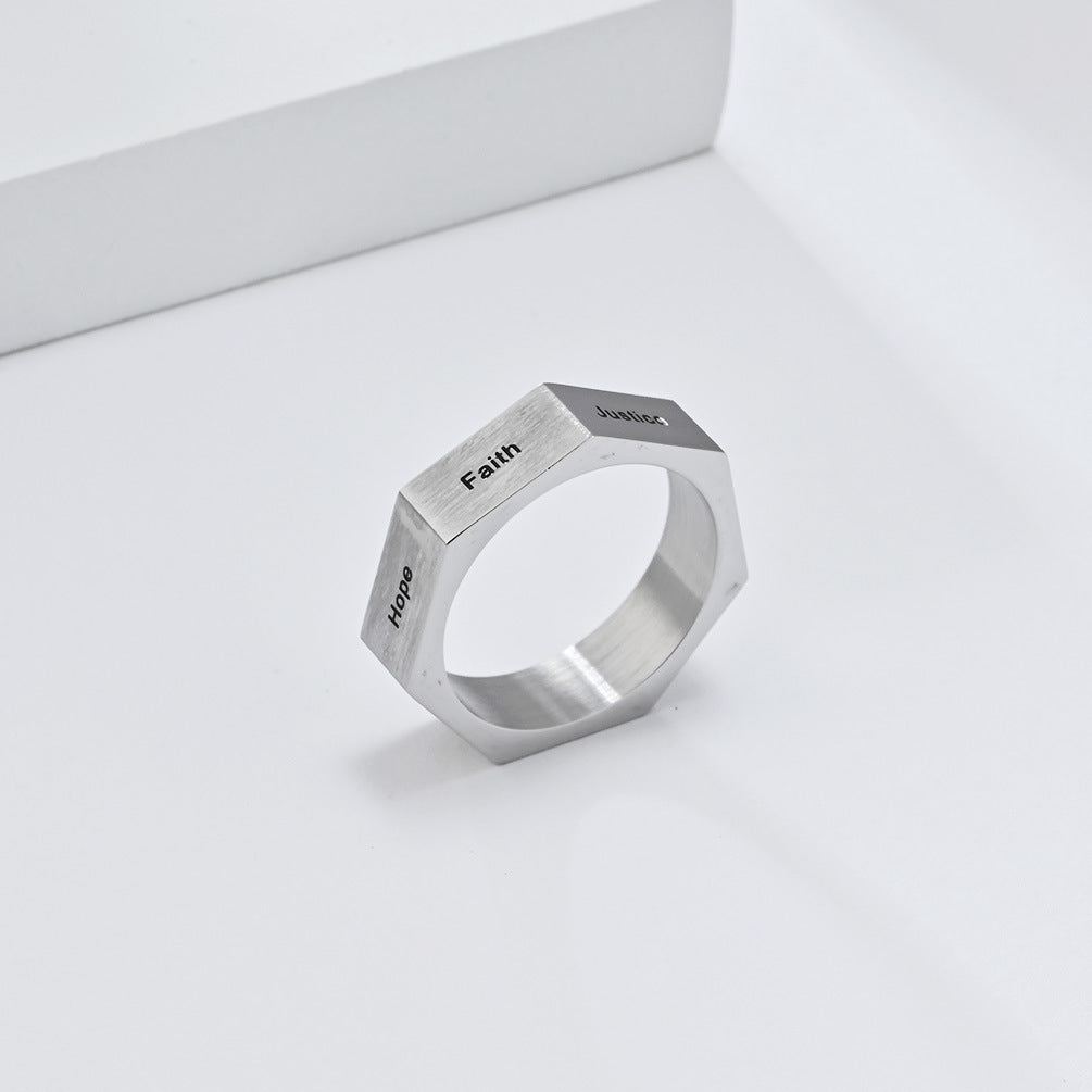 Seven Deadly Sins Seven Virtues Titanium Steel Ring for Men