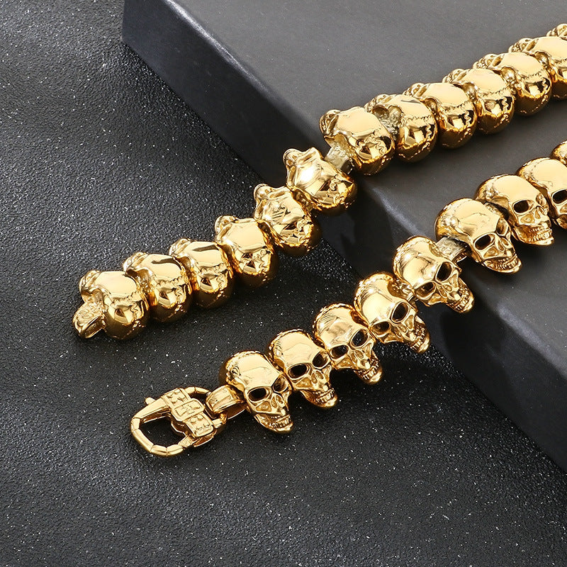 Planderful Skull Necklace For Men Titanium Steel Bold Punk