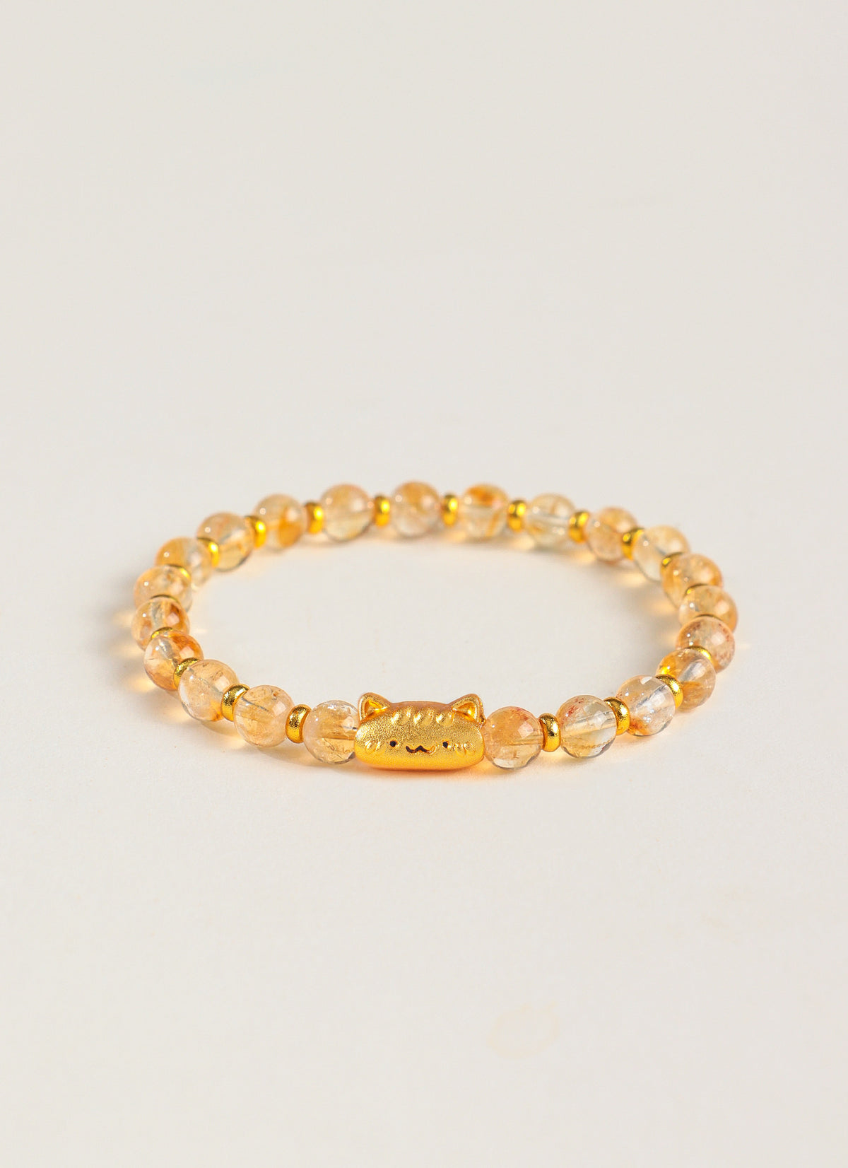 Golden Tiger Eye Cat Charm Citrine Bracelet
