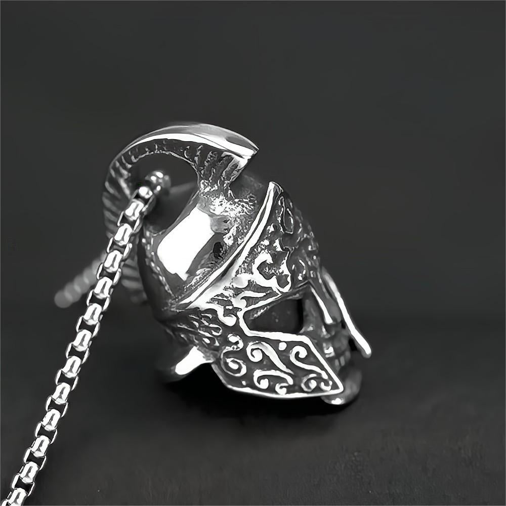 European And American Jewelry Stainless Steel Men's Pendant Necklace Retro Hip-Hop Warrior Helmet