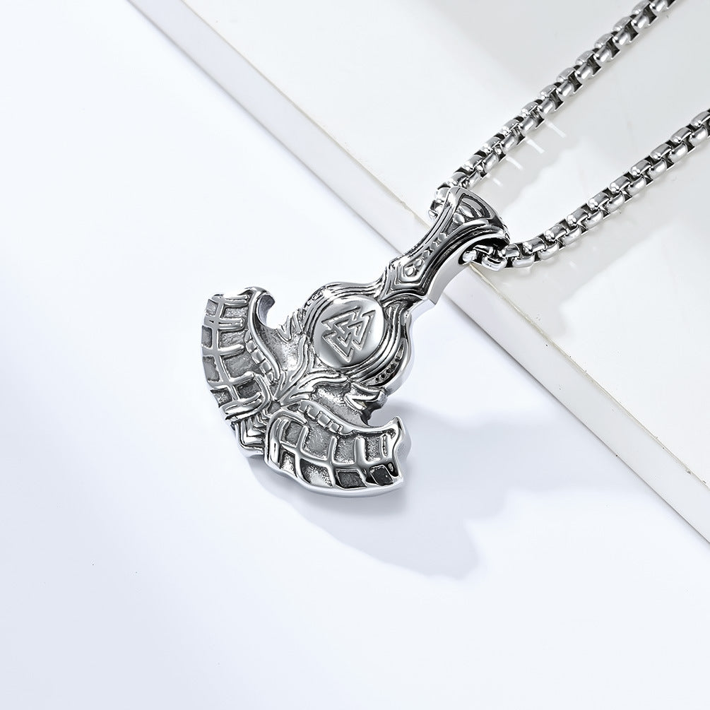 Planderful Viking Odin Tomahawk Necklace For Men Stainless Steel Pendant Durable Retro Style Everyday Genie Collection