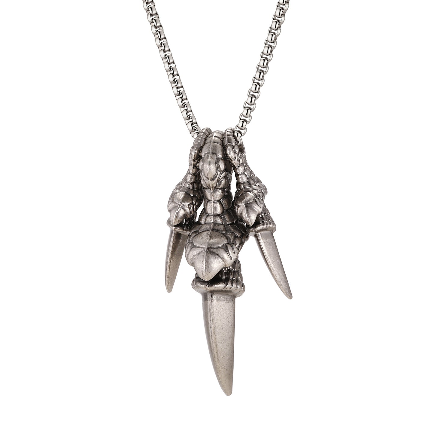 Iron Warrior Men's Necklace Stainless Steel Chain Alloy Dragon Claw Pendant Necklace
