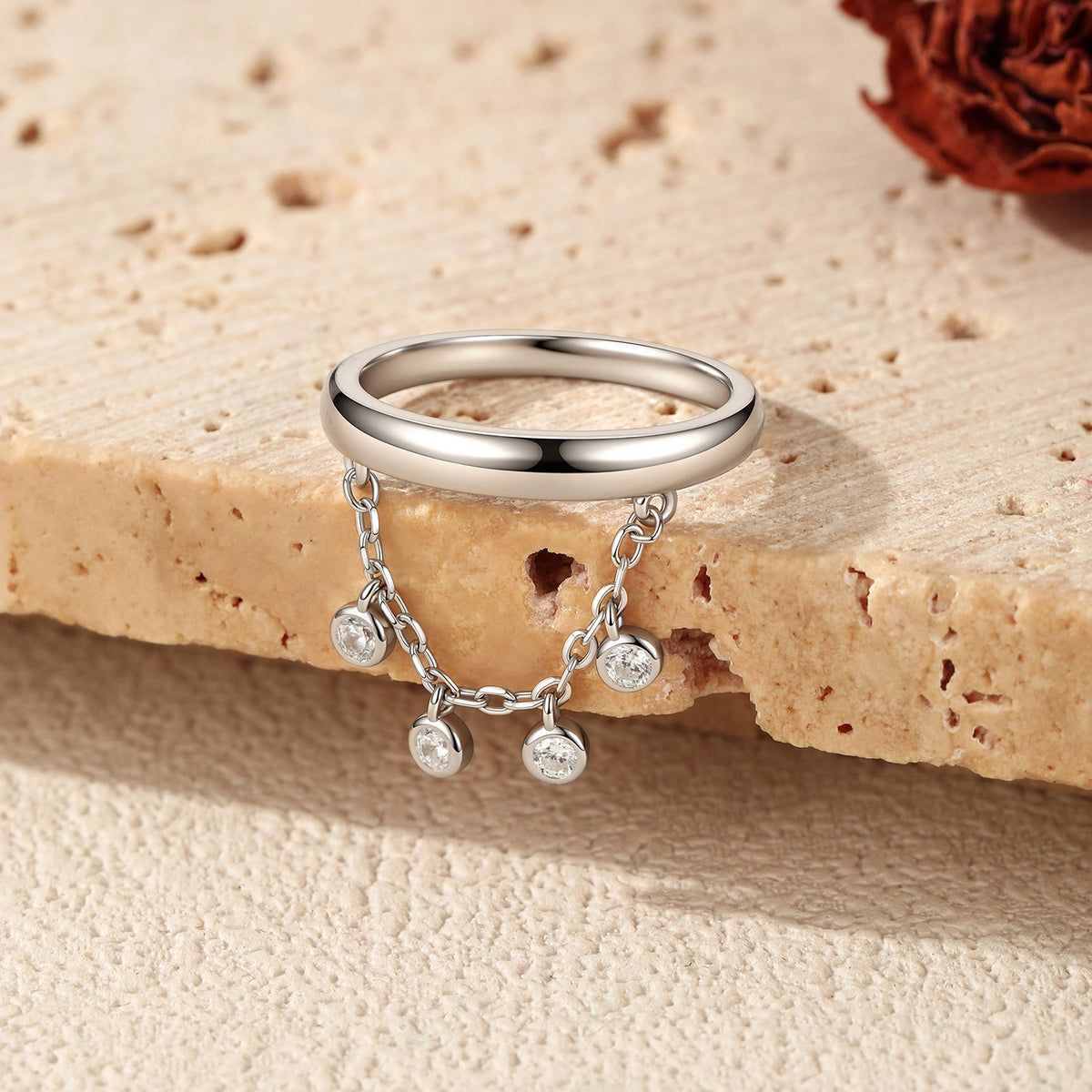 925 Sterling Silver Tassel Chain Ring
