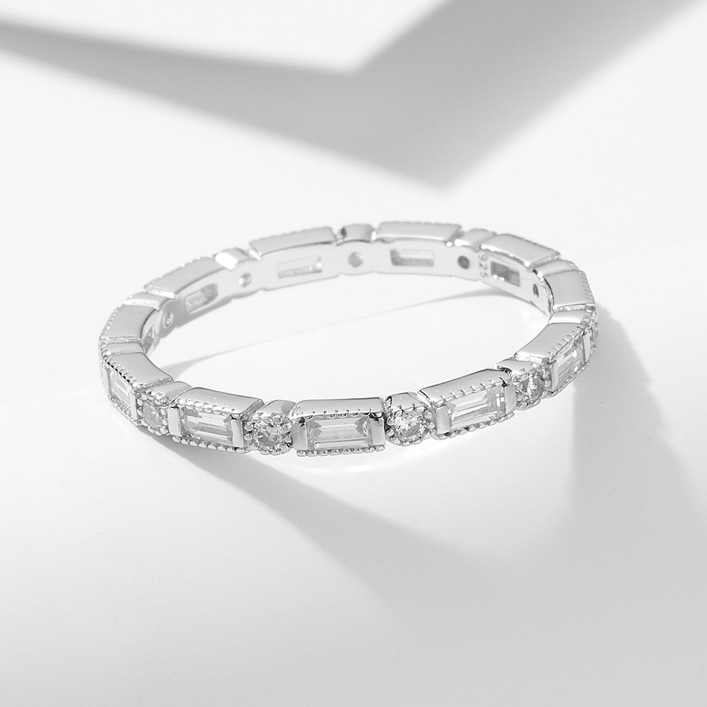 S925 Sterling Silver Ring Geometric Zircon Trend Ring Index Finger Ring Jewelry