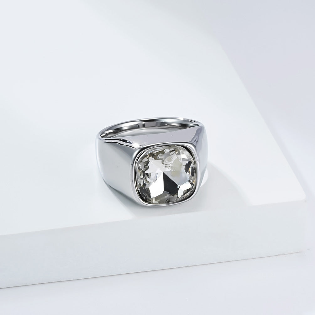Planderful Stainless Steel Zircon Ring Unisex Bold Statement For Men Women Everyday Genie Collection