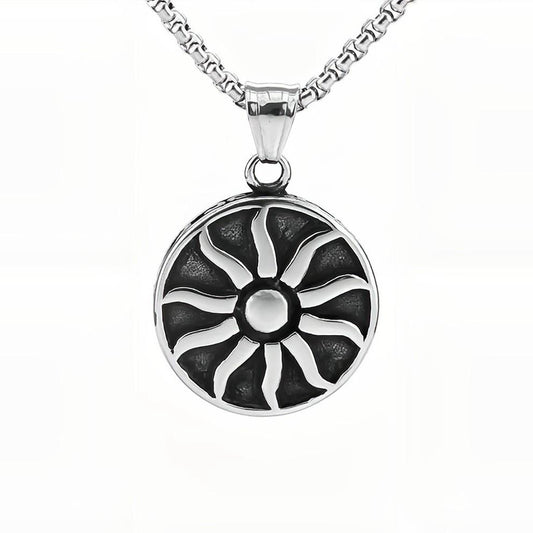 European And American Retro Men's Stainless Steel Sunflower Pendant