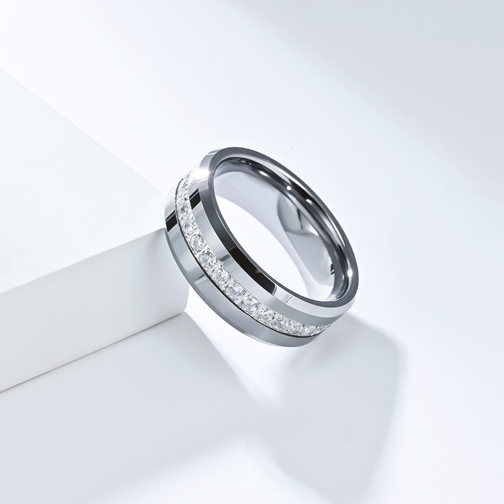 Planderful Tungsten Zircon Ring For Men Light Luxury High End Engagement Wedding Band