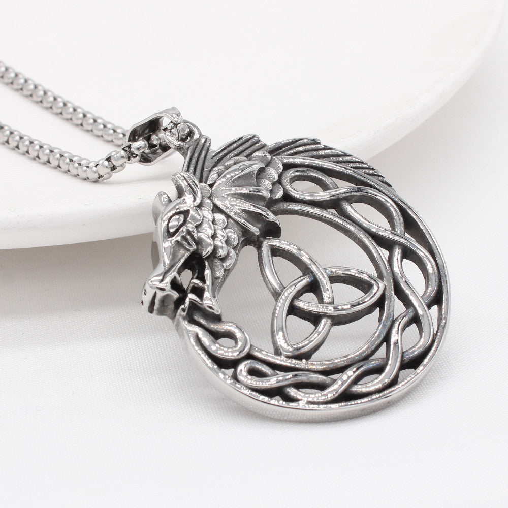 Personalized Retro Chinese Dragon Titanium Steel Pendant for Men - European and American Style