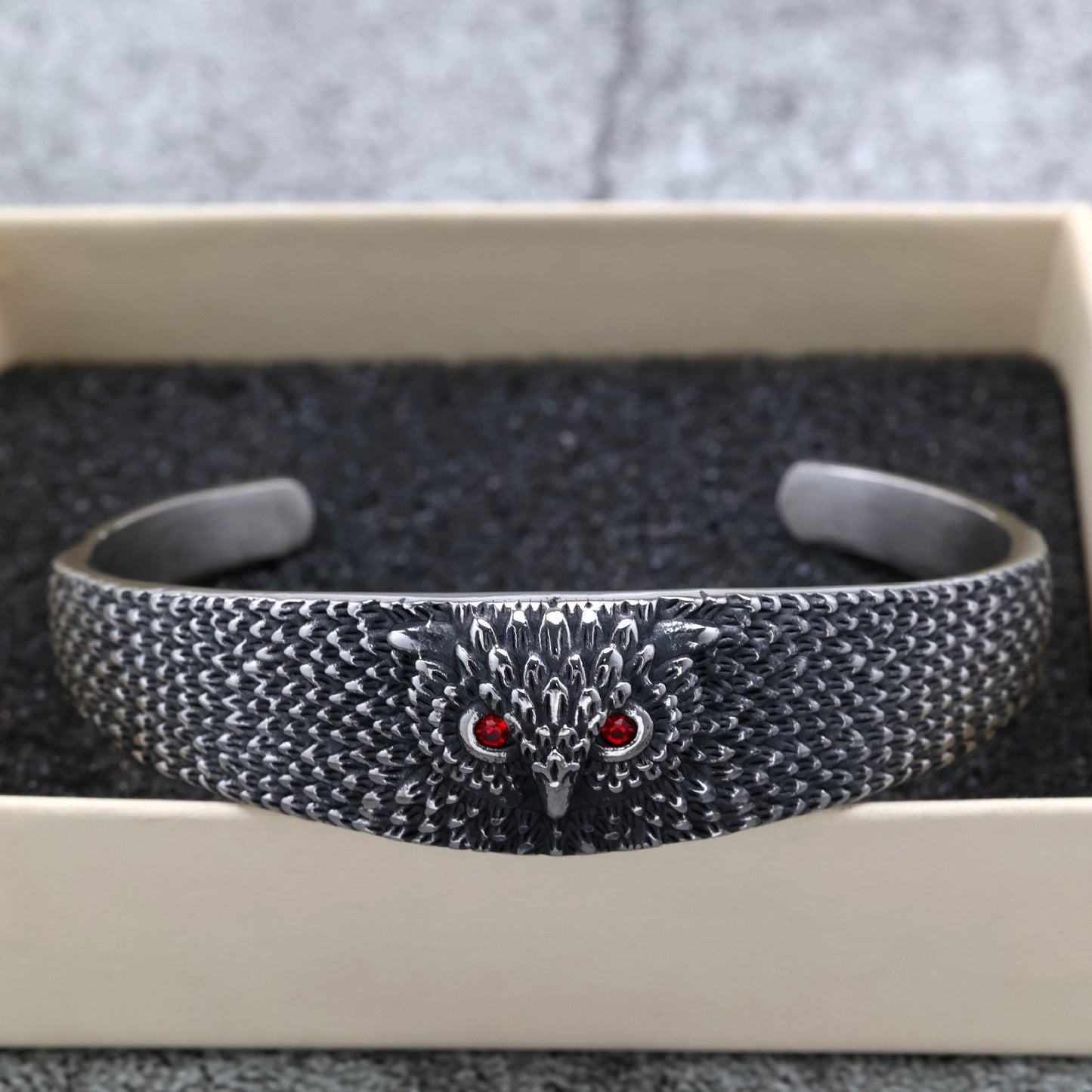 Planderful Solid Steel Owl Bracelet Unisex Retro C Shape