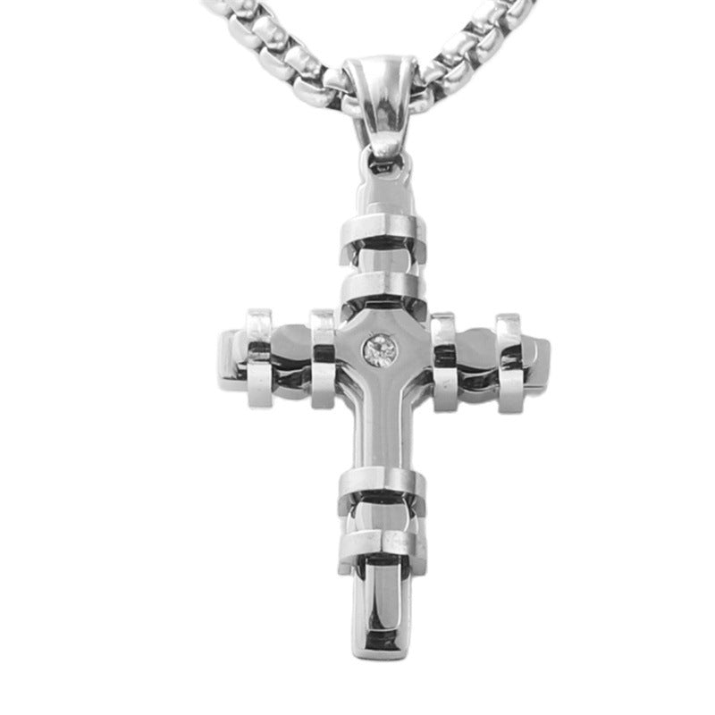 Personalized Retro Titanium Steel Cross Pendant Necklace for Trendy Men