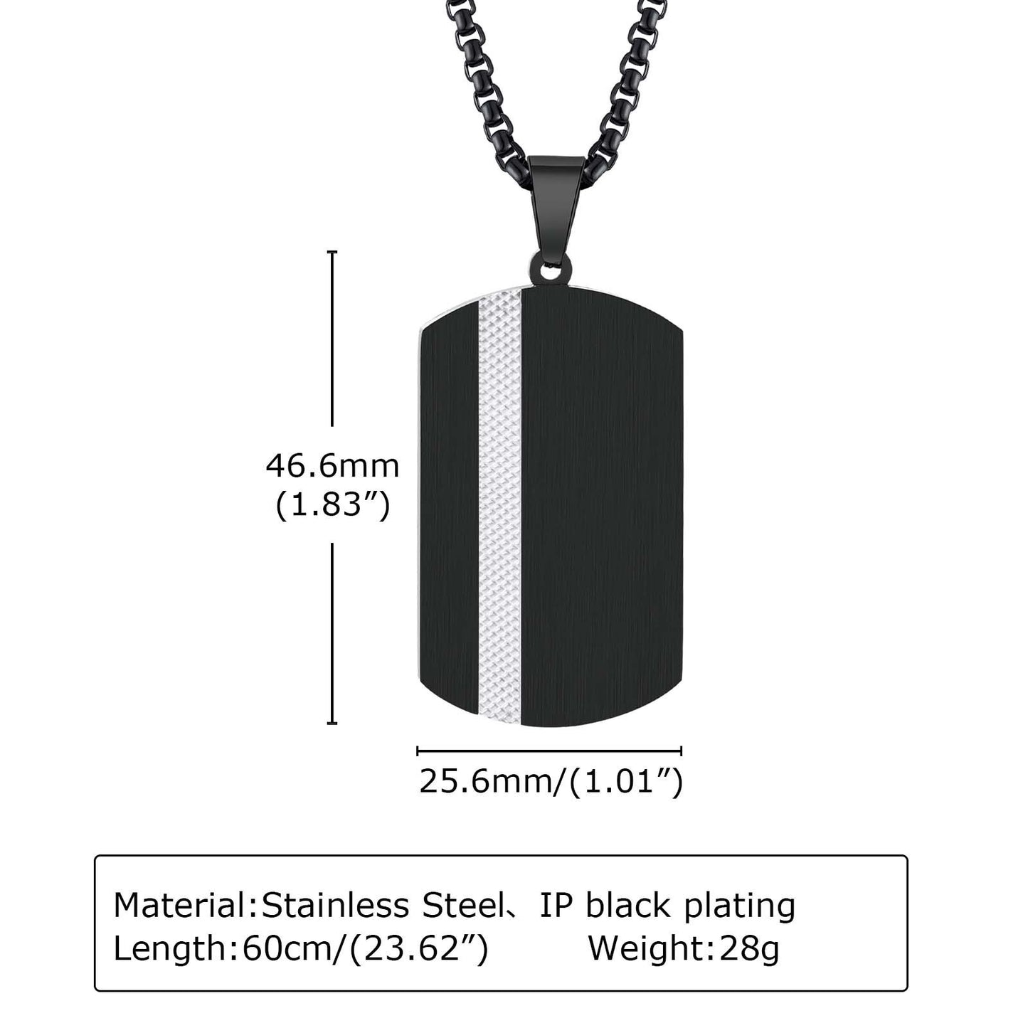 Mens Brushed Plaid Military Pendant Two Tone Stainless Steel Necklace By Planderful Everyday Genie