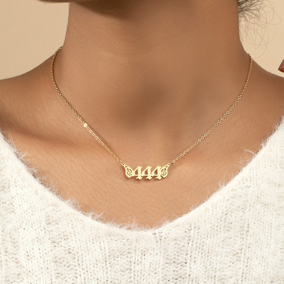 Butterfly Number Necklace with Metal Pendant - Elegant Vienna Verve Collection