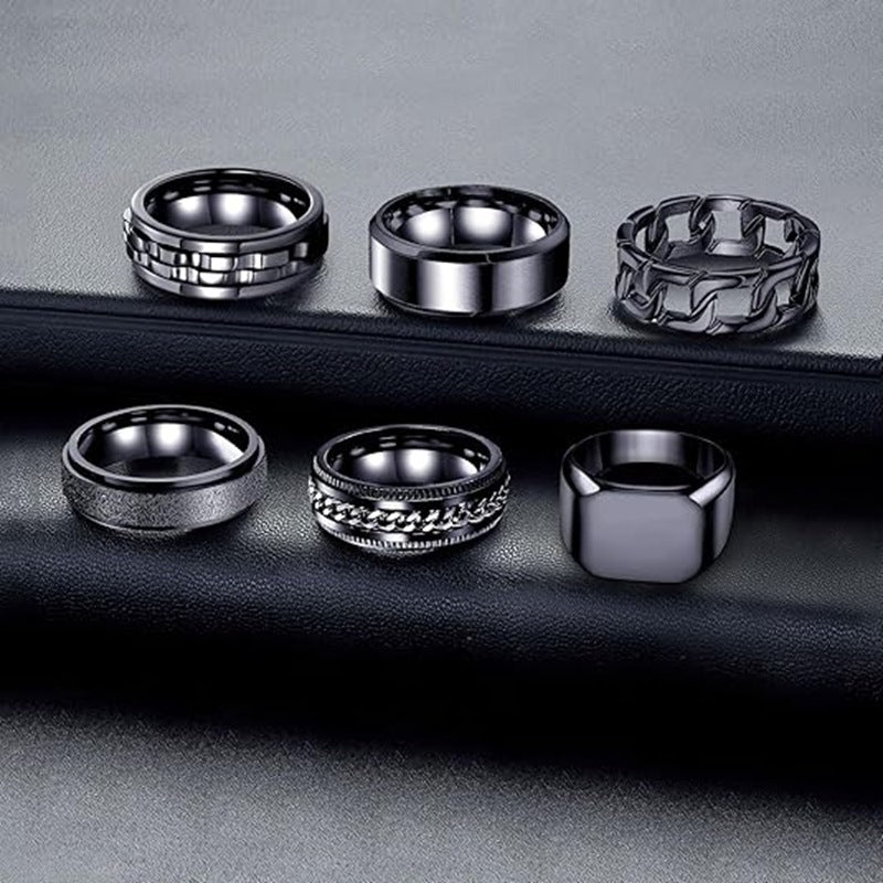Mens Titanium Steel Ring 14mm Wide Vintage Square Punk Band By Planderful Everyday Genie For Men