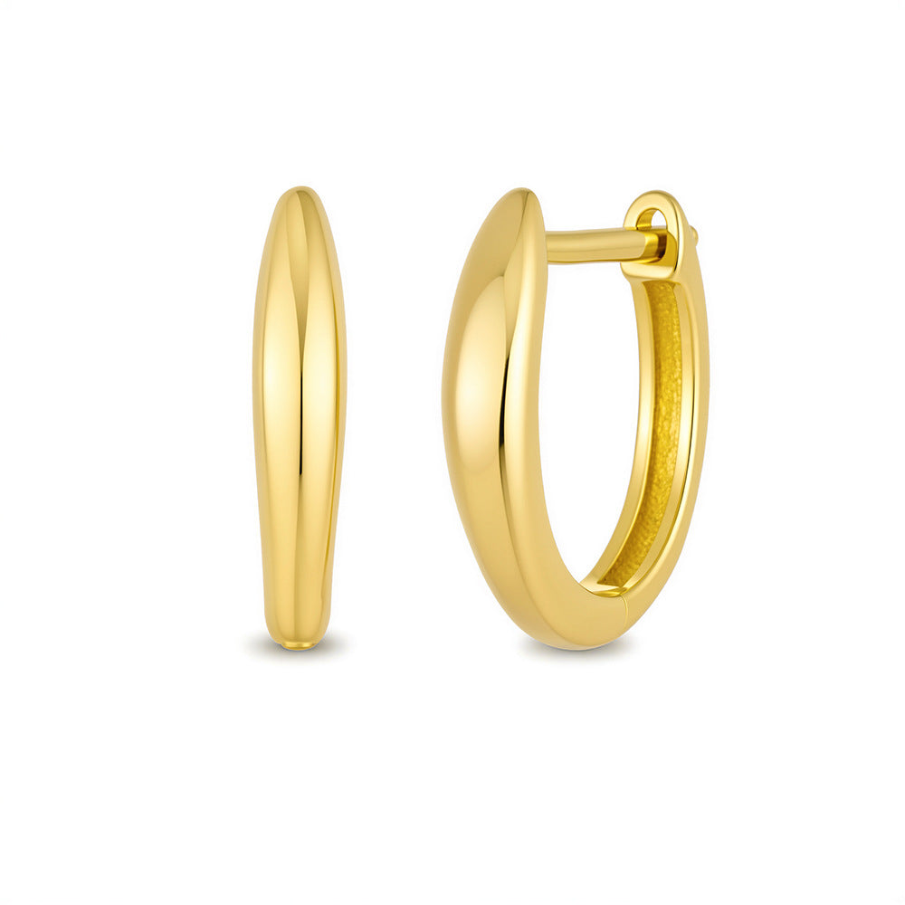 French S925 Sterling Silver Classic U-Shaped Plain Ring Earrings And Versatile Ear Buckle