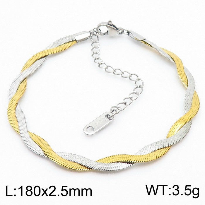 Trendy Adjustable Double Woven Chain Necklace And Bracelet