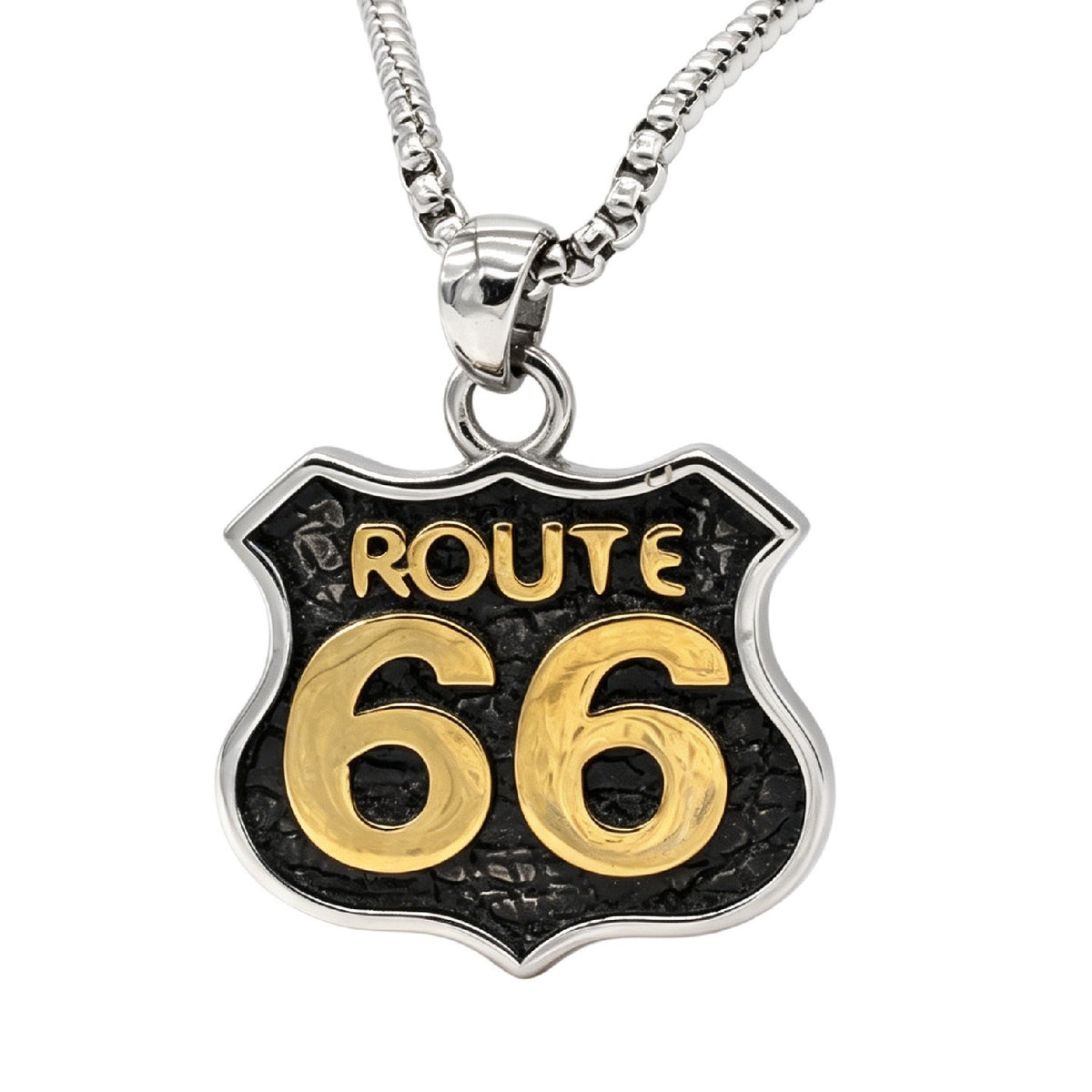 Route 66 Titanium Steel Pendant Necklace
