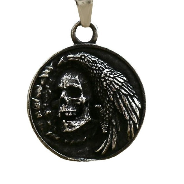 Stainless Steel Skull Pendant – Crow Titanium Steel Men's Necklace With