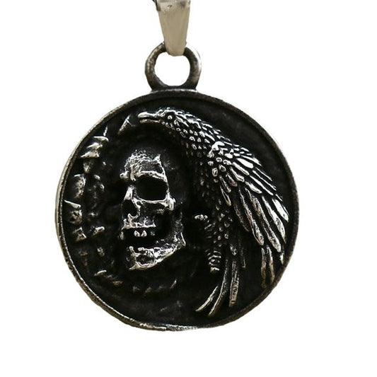 Stainless Steel Skull Pendant – Crow Titanium Steel Men's Necklace With