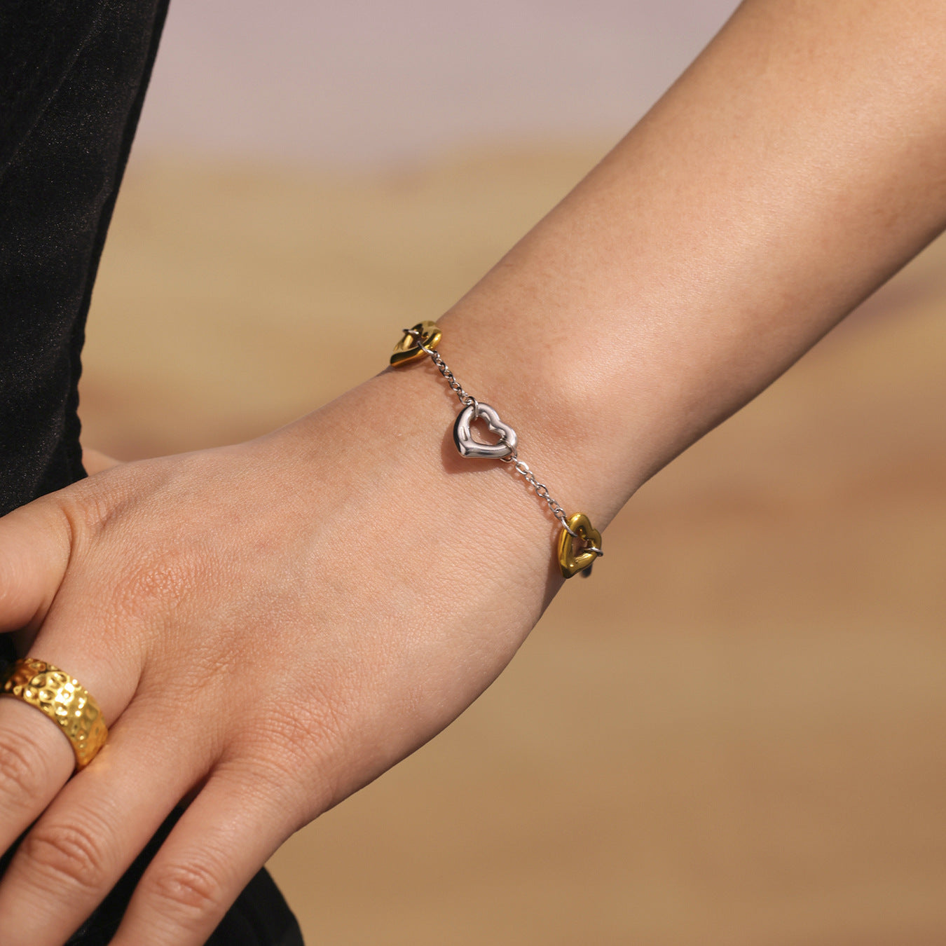 Planderful Heart Bracelet Stainless 18K Gold Plated Women