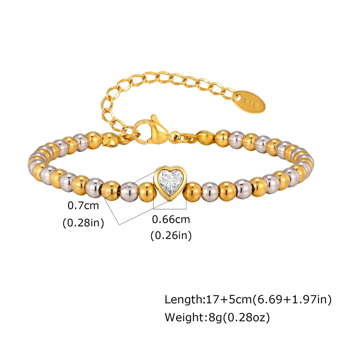 Heart Zircon Copper Bracelet