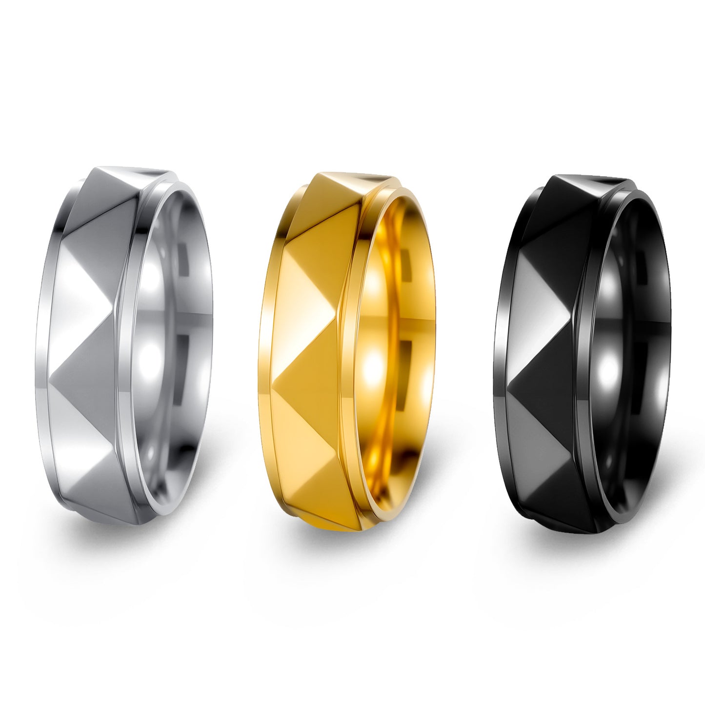 Planderful Everyday Genie Punk Ring 6mm Triangle Stainless Steel Unisex Jewelry For Men And Women
