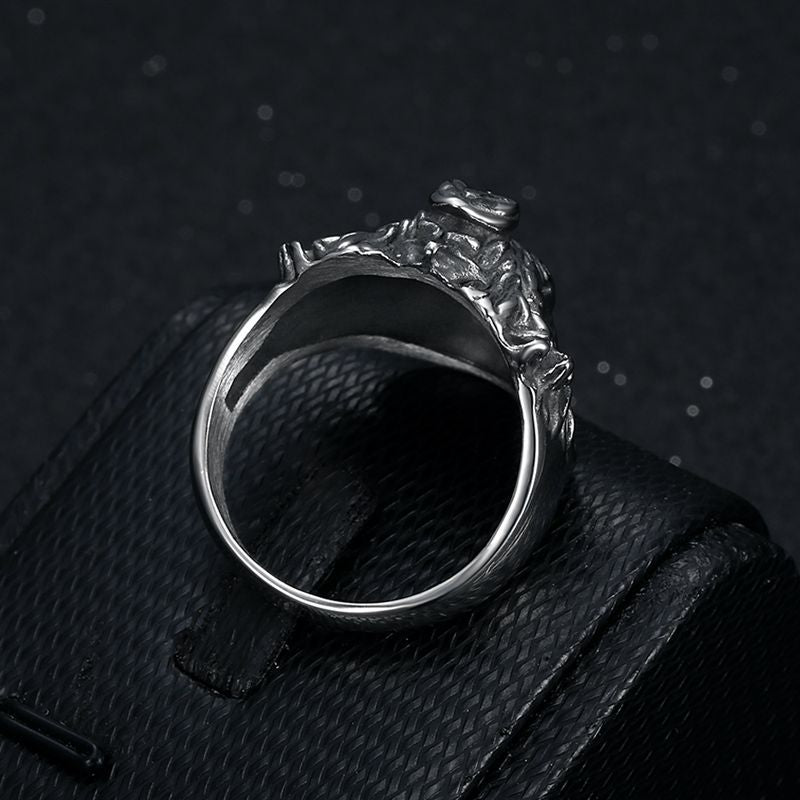 Planderful Punk Ring Clown Head Stainless Steel Three Dimensional Engraving Mens Ring