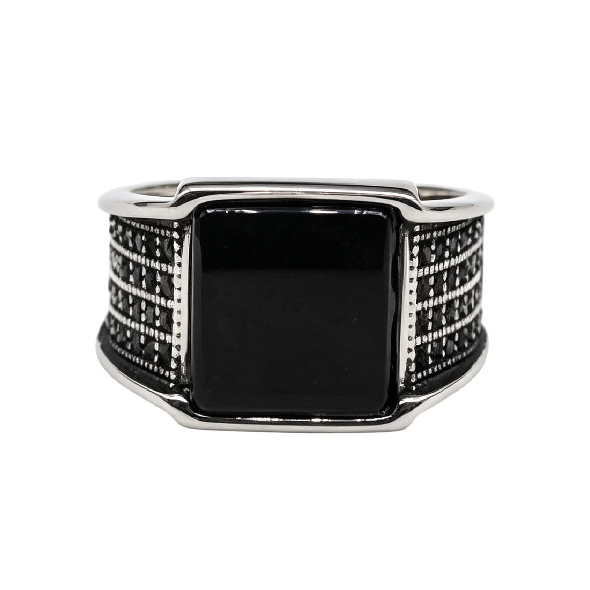 Textured Gemstone Titanium Steel Ring