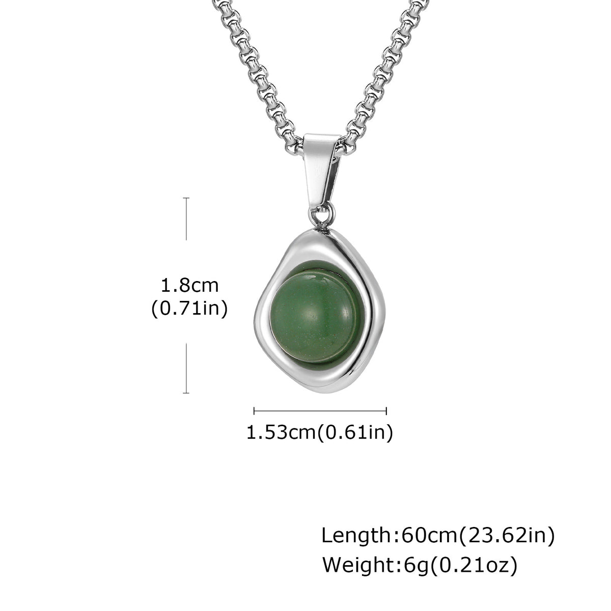Stainless Steel Stone-Inlay Pendants — Chain Optional