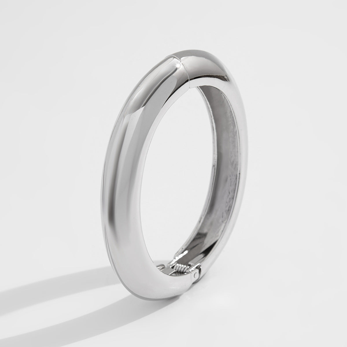 Planderful Vienna Verve Statement Bracelet For Women With Geometric Spring Buckle Bold Glossy Wide Cuff