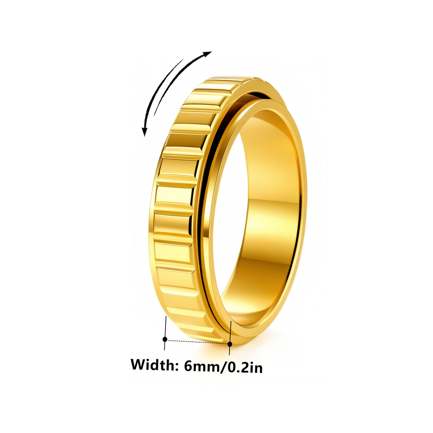 Planderful Everyday Genie Rotatable Decompression Gear Ring Stainless Steel Unisex Mens Jewelry