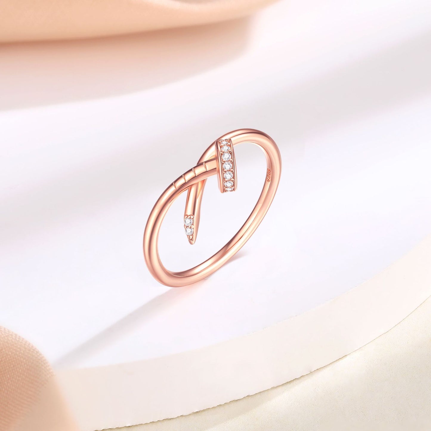Simple Rose Gold 925 Silver Ring Women's High Sense Fashion Ring