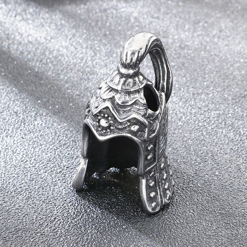 Viking Warrior Helmet Buddha Head Pendant, Dark Gothic Wind Lightning Red Eye Skull Necklace