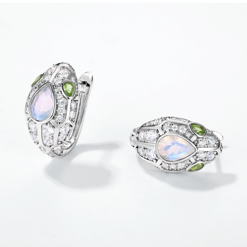 Planderful Everyday Genie Earrings – Colorful Blue Moonlight Inlaid Sterling Silver Design